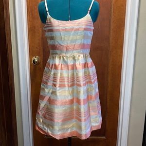 Peach and cream striped dress